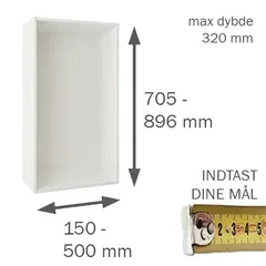 OVERSKAB efter mål H:705-896 B:150-500 D:150-320 mm