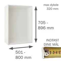 OVERSKAB efter mål H:705-896 B:501-800 D:150-320 mm
