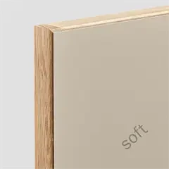 Fredericia køkkenlåger og fronter efter dine mål - soft beige højtrykslaminat med kant af træ  [Pris H]