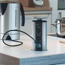 Pop up stikkontakt Eltårn med alufarvet låg