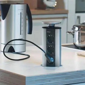 Pop up stikkontakt Eltårn med sort låg