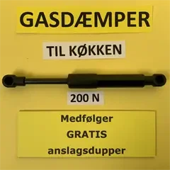 SuperLifter Gasdæmper 200N <br>Gratis Anslagsdupper medfølger.
