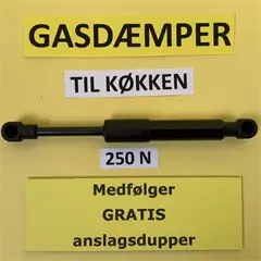 SuperLifter Gasdæmper 250N<br>Gratis Anslagsdupper medfølger.