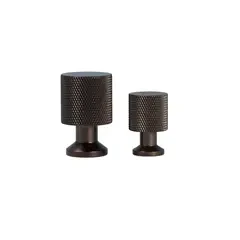 Møbelknop i bruneret messing med diamond cut 25mm