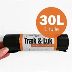 Affaldsposer med snøreluk 30 liter - 1 rulle med 12 poser (1,00 kr/pose)