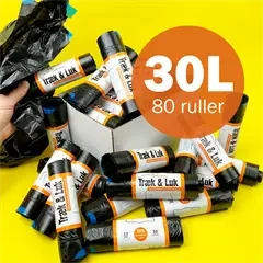 Affaldsposer med snøreluk 30 liter -  80 ruller (0,67 kr/pose)