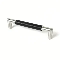 "Soft steel" bøjlegreb stål og læder 128 mm