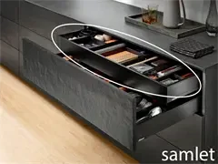 Legrabox indvendig bakke - lav højde - bredde 30-120cm og dybde 40-55cm - luksus kvalitet