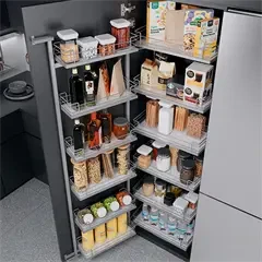 Udtræksskab Kesseböhmer Tandem III med SoftStop 50cm Chrome Classic Ice White - inkl. 12 kurve